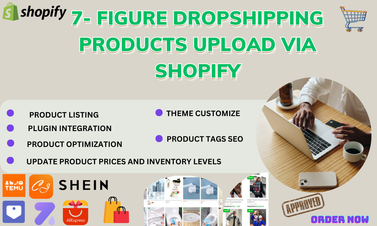 Upload products with shein aliexpress dsers zendrop via shopify store for  $40, freelancer Horlar Bob (Holar_Bob) – Kwork