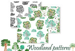 Woodland patterns. Forest seamless. Trees. Digital papers 14 - kwork.com
