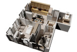 3d visualization of the layout of the apartment 12 - kwork.com