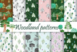 Woodland patterns. Forest seamless. Trees. Digital papers 11 - kwork.com