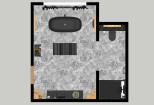 2d rendered floor plan, floor plan furniture planning 6 - kwork.com