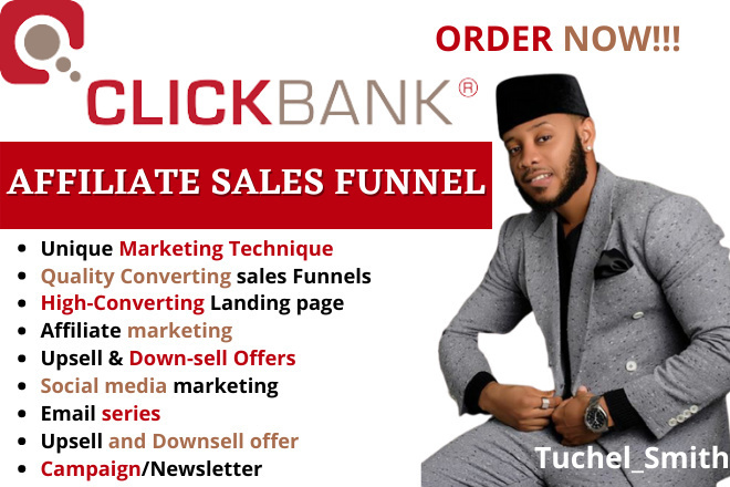 Build clickbank affiliate marketing sales funnel, affiliate marketing for  $10, freelancer Tuchel Smith (Tuchel_smith) – Kwork